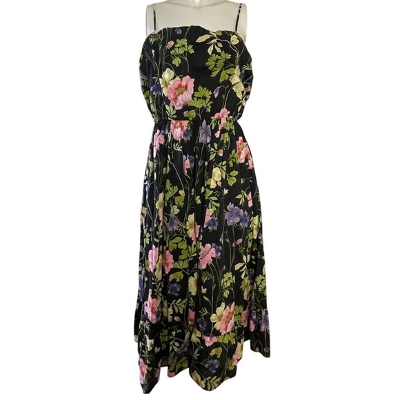 Express Dresses & Skirts - EXPRESS BLACK FLORAL SPAGHETTI STRAP FIT & FLARE DRESS Size Large